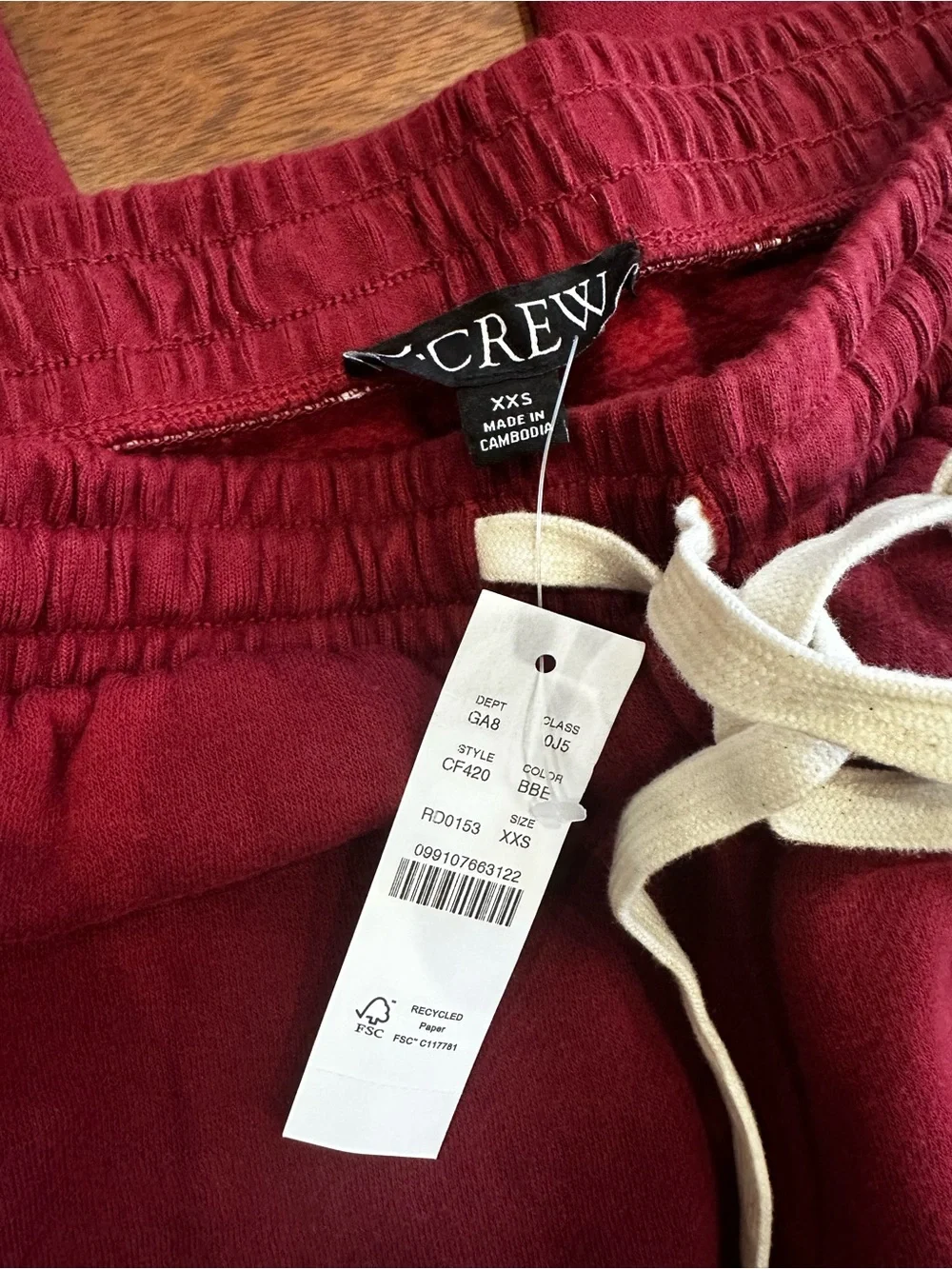 NWT J. Crew sweatpants. Xxs pockets and drawstring.